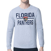 NHL Heather Gray Florida Panthers Starter Mesh Look Team Name Logo Long Sleeve T-Shirt