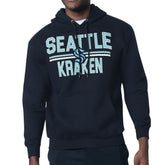 NHL Deep Sea Blue Seattle Kraken Starter Mesh Look Team Name Logo Tri-Blend Pullover Hoodie