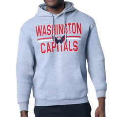 NHL Heather Gray Washington Capitals Starter Mesh Look Team Name Logo Tri-Blend Pullover Hoodie