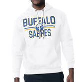 NHL White Buffalo Sabres Starter Mesh Look Team Name Logo Tri-Blend Pullover Hoodie