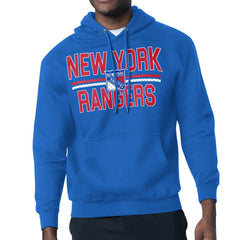 NHL Blue New York Rangers Starter Mesh Look Team Name Logo Tri-Blend Pullover Hoodie