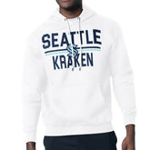 NHL White Seattle Kraken Starter Mesh Look Team Name Logo Tri-Blend Pullover Hoodie