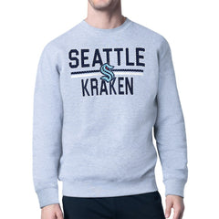 NHL Heather Gray Seattle Kraken Starter Mesh Look Team Name Logo Pullover Sweatshirt