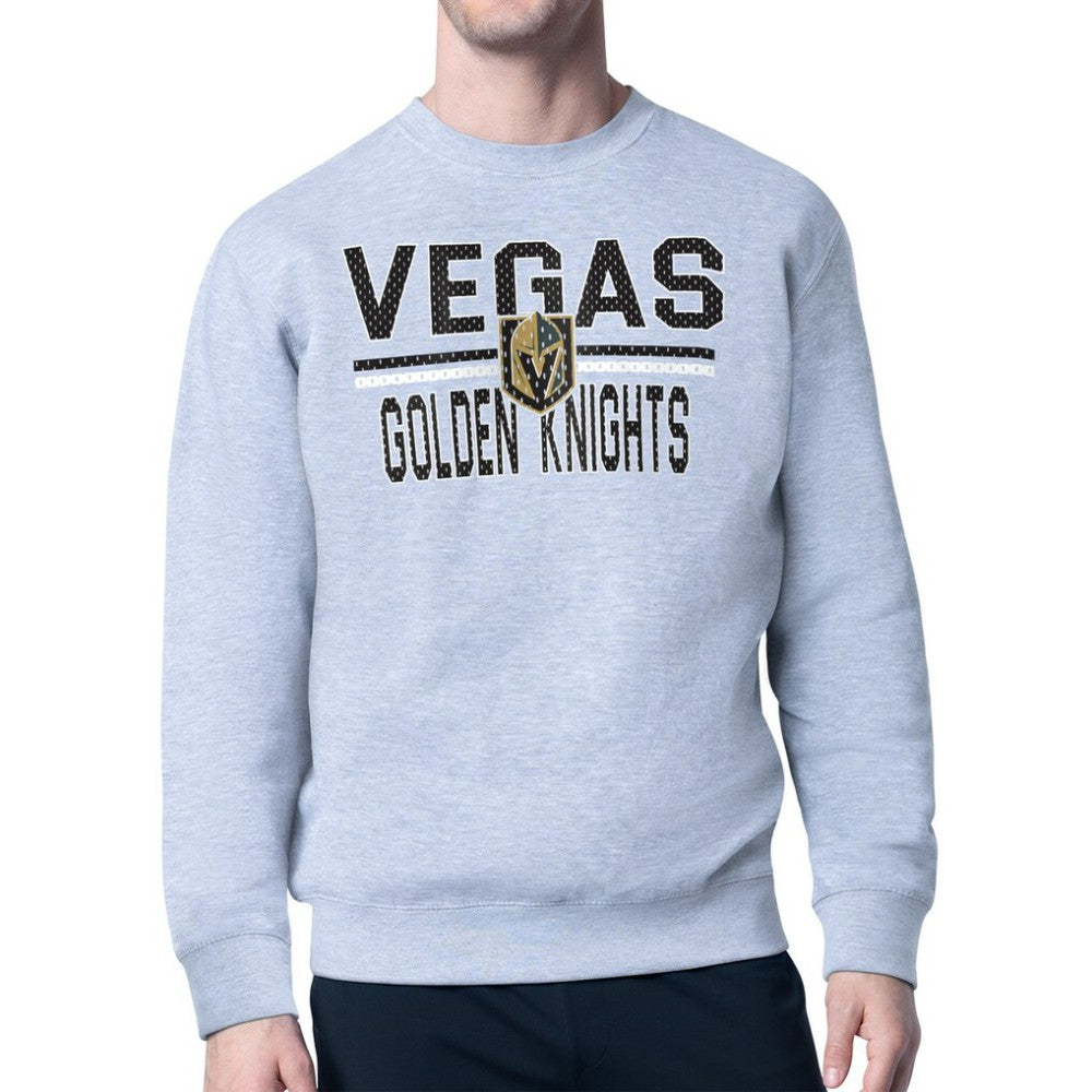 NHL Heather Gray Vegas Golden Knights Starter Mesh Look Team Name Logo Pullover Sweatshirt