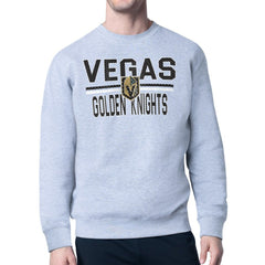 NHL Heather Gray Vegas Golden Knights Starter Mesh Look Team Name Logo Pullover Sweatshirt