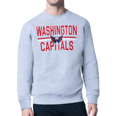 NHL Heather Gray Washington Capitals Starter Mesh Look Team Name Logo Pullover Sweatshirt