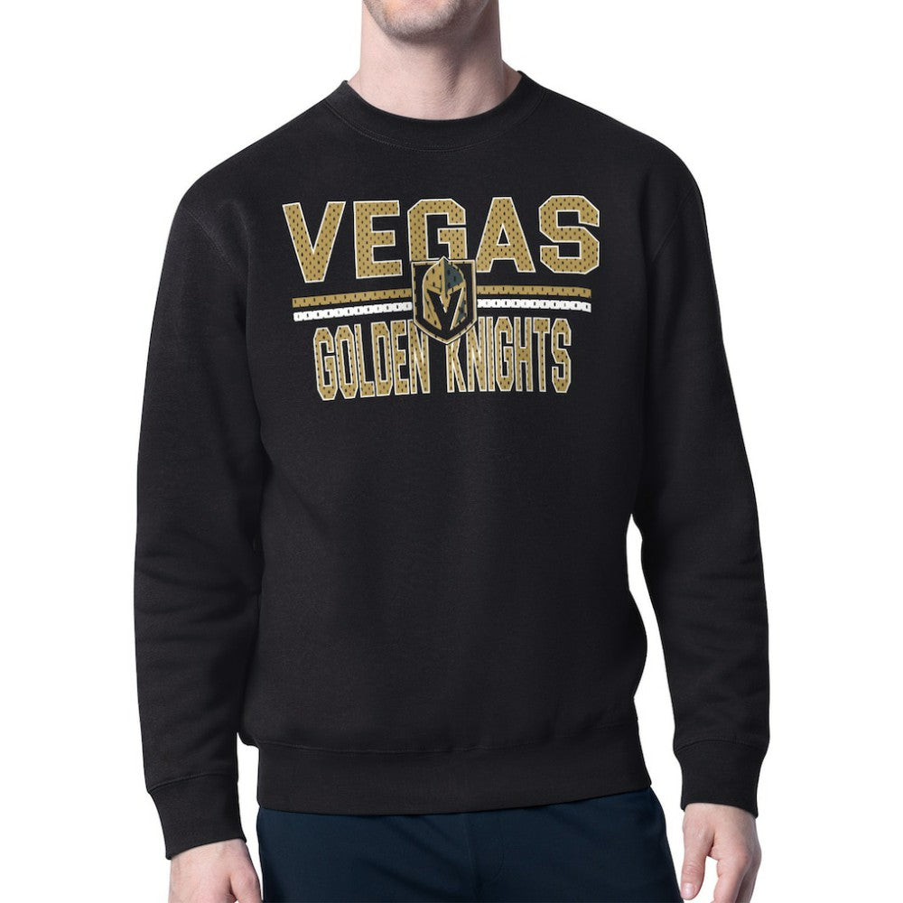 NHL Black Vegas Golden Knights Starter Mesh Look Team Name Logo Pullover Sweatshirt