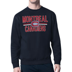 NHL Navy Montreal Canadiens Starter Mesh Look Team Name Logo Pullover Sweatshirt