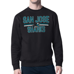 NHL Black San Jose Sharks Starter Mesh Look Team Name Logo Pullover Sweatshirt