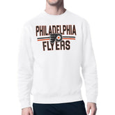 NHL White Philadelphia Flyers Starter Mesh Look Team Name Logo Pullover Sweatshirt