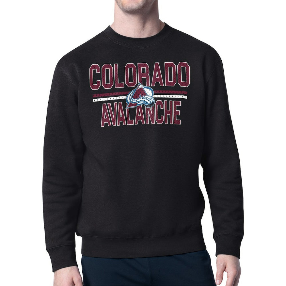 NHL Black Colorado Avalanche Starter Mesh Look Team Name Logo Pullover Sweatshirt