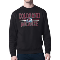 NHL Black Colorado Avalanche Starter Mesh Look Team Name Logo Pullover Sweatshirt