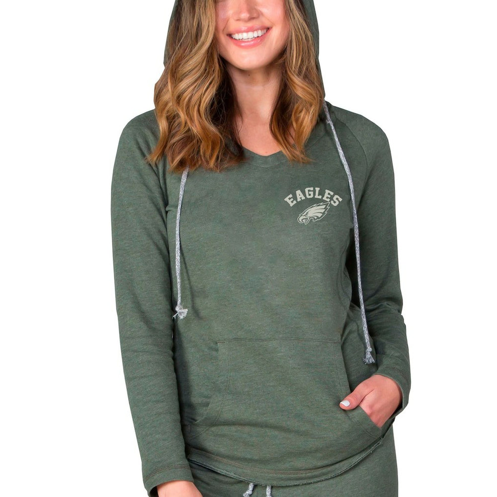 Concepts Sport Women's Mainstream Terry Tri-Blend V-Neck Pullover Hoodie - Philadelphia Eagles