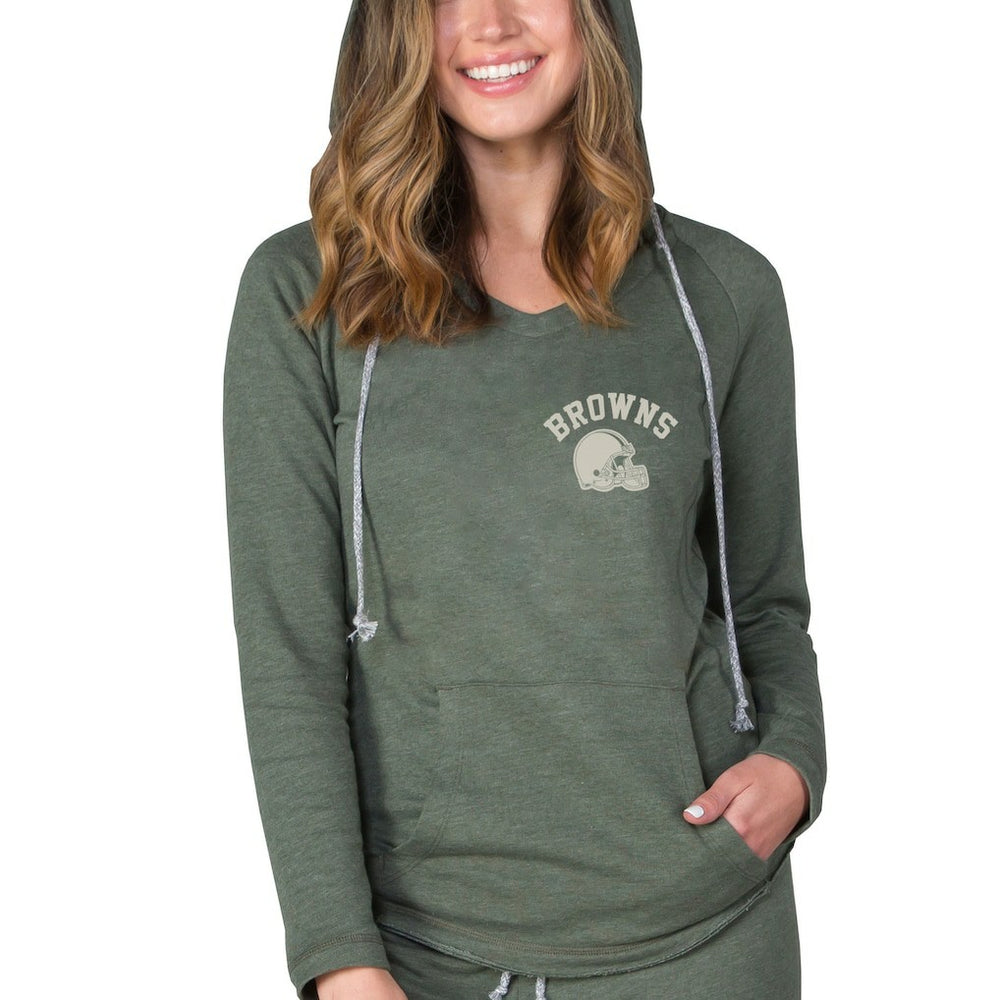 Concepts Sport Women's Mainstream Terry Tri-Blend V-Neck Pullover Hoodie - Cleveland Browns