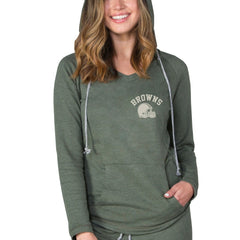 Concepts Sport Women's Mainstream Terry Tri-Blend V-Neck Pullover Hoodie - Cleveland Browns