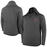 MLB Cincinnati Reds Butter Stripe Tri-Blend Long Sleeve Hoodie T-Shirt - Black