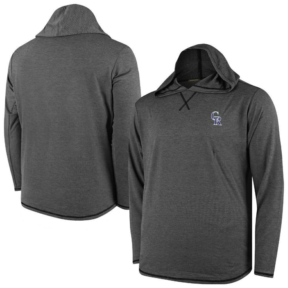 MLB Colorado Rockies Butter Stripe Tri-Blend Long Sleeve Hoodie T-Shirt - Black