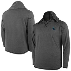 MLB Miami Marlins Butter Stripe Tri-Blend Long Sleeve Hoodie T-Shirt - Black