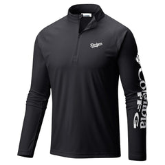 MLB Los Angeles Dodgers Columbia Terminal Tackle Raglan Omni-Shade Quarter-Zip Pullover Top