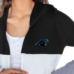 Gameday Couture Women's Tri-Blend Color Block Lightweight Cardigan Hoodie - Carolina Panthers