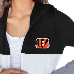 Gameday Couture Women's Tri-Blend Color Block Lightweight Cardigan Hoodie - Cincinnati Bengals