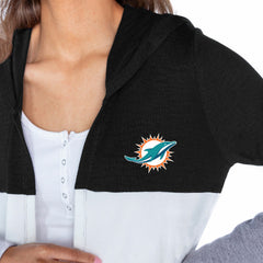 Gameday Couture Women's Tri-Blend Color Block Lightweight Cardigan Hoodie - Miami Dolphins
