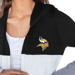 Gameday Couture Women's Tri-Blend Color Block Lightweight Cardigan Hoodie - Minnesota Vikings
