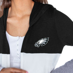 Gameday Couture Women's Tri-Blend Color Block Lightweight Cardigan Hoodie - Philadelphia Eagles