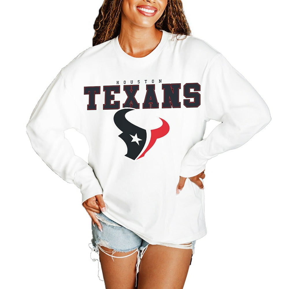 Gameday Couture Women's Big Goals Oversized Long Sleeve T-Shirt - Houston Texans