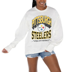 Gameday Couture Women's Time Out Oversized Long Sleeve T-Shirt - Pittsburgh Steelers