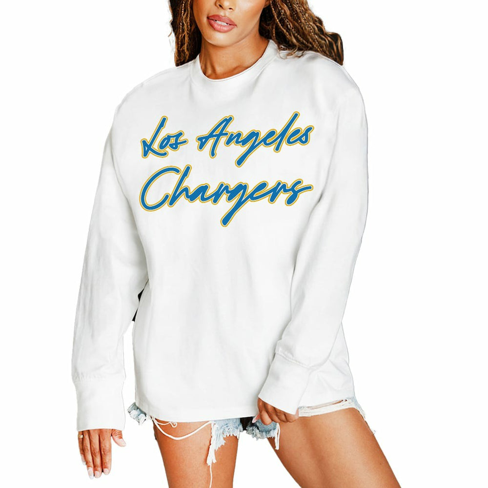 Gameday Couture Women's Classic Comeback Oversized Long Sleeve T-Shirt - Los Angeles Chargers