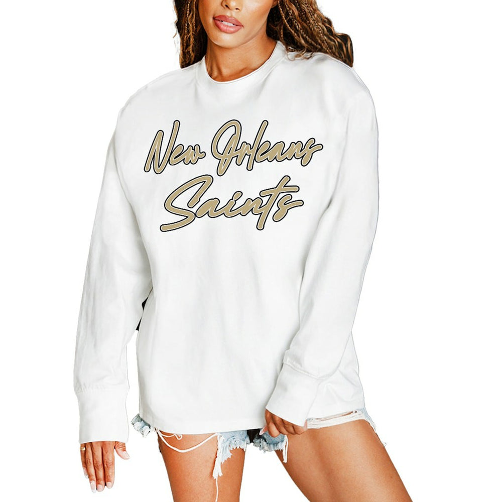 Gameday Couture Women's Classic Comeback Oversized Long Sleeve T-Shirt - New Orleans Saints