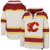 NHL Oatmeal Calgary Flames '47 Rockaway Lacer Pullover Hoodie