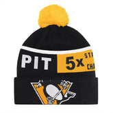NHL Black Pittsburgh Penguins Starter Chyron Commemorative Cuffed Knit Hat with Pom