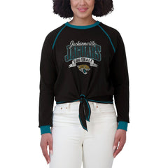 WEAR by Erin Andrews Women's Plus Size Tie-Front Long Sleeve Top - Jacksonville Jaguars