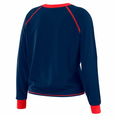 WEAR by Erin Andrews Women's Plus Size Tie-Front Long Sleeve Top - New York Giants