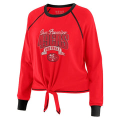 WEAR by Erin Andrews Women's Plus Size Tie-Front Long Sleeve Top - San Francisco 49ers
