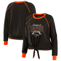 WEAR by Erin Andrews Women's Plus Size Tie-Front Long Sleeve Top - Cincinnati Bengals