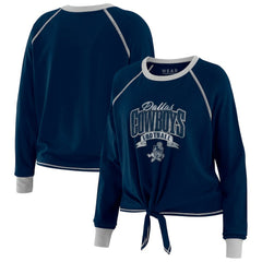 WEAR by Erin Andrews Women's Plus Size Tie-Front Long Sleeve Top - Dallas Cowboys