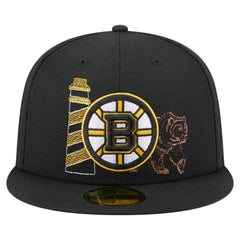 NHL Black Boston Bruins New Era State Stitch 59FIFTY Fitted Hat