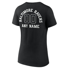 Women's Personalized Name & Number Monochrome V-Neck T-Shirt - Baltimore Ravens