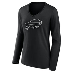 Women's Personalized Name & Number Monochrome Long Sleeve V-Neck T-Shirt - Buffalo Bills