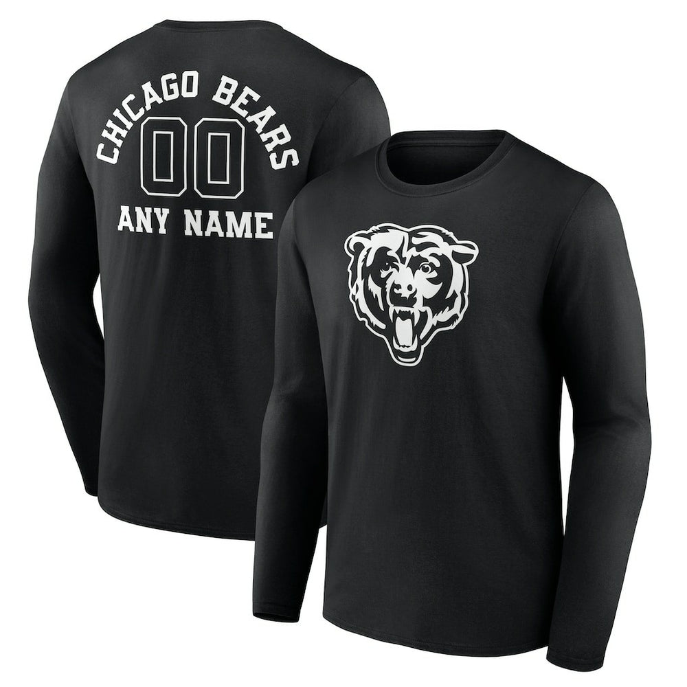Personalized Name & Number Monochrome Long Sleeve T-Shirt - Chicago Bears