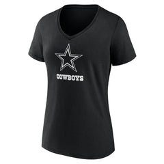 Women's Personalized Name & Number Monochrome V-Neck T-Shirt - Dallas Cowboys