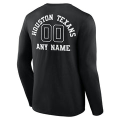 Personalized Name & Number Monochrome Long Sleeve T-Shirt - Houston Texans