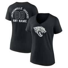 Women's Personalized Name & Number Monochrome V-Neck T-Shirt - Jacksonville Jaguars
