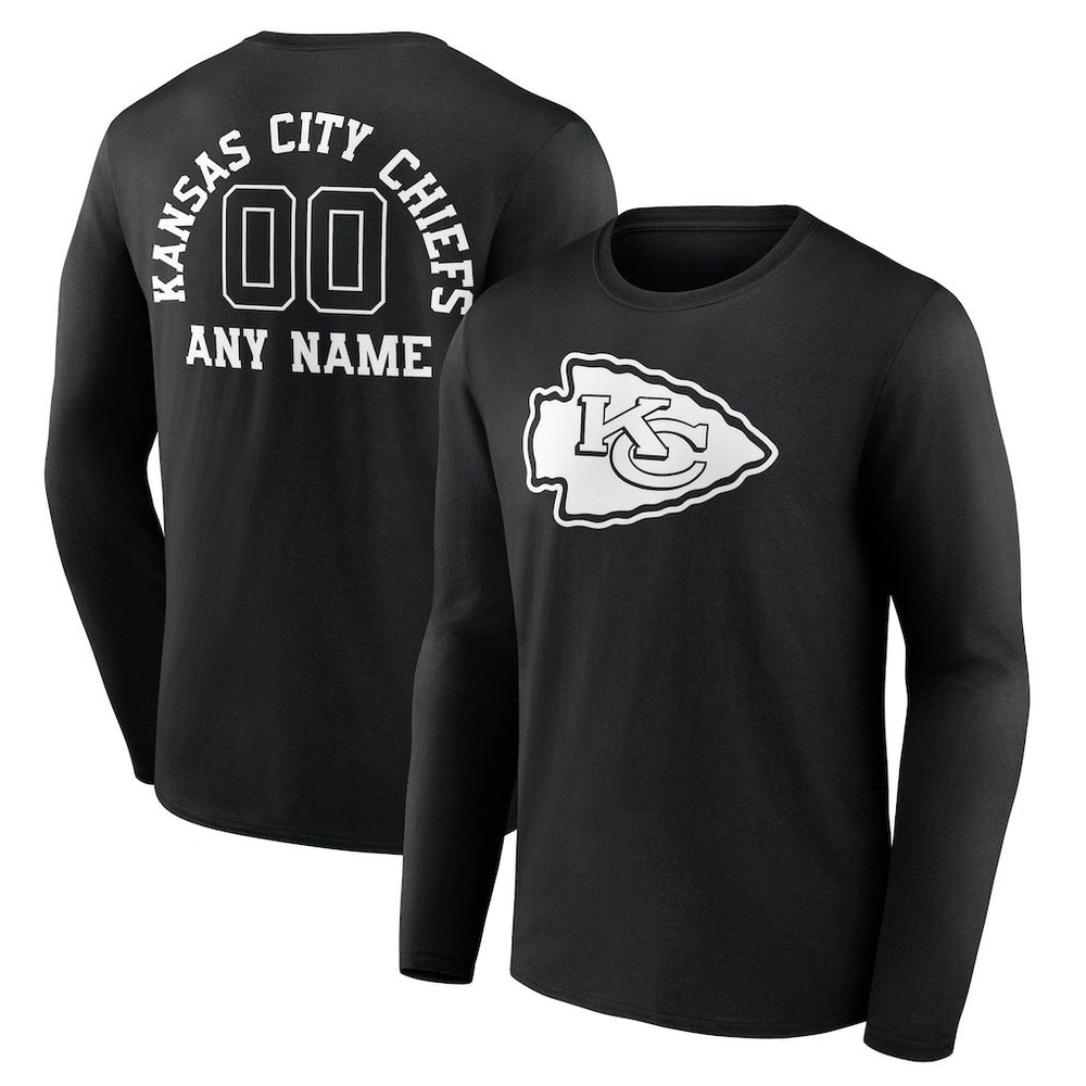 Personalized Name & Number Monochrome Long Sleeve T-Shirt - Kansas City Chiefs
