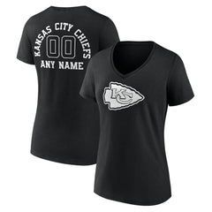 Women's Personalized Name & Number Monochrome V-Neck T-Shirt - Kansas City Chiefs