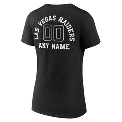 Women's Personalized Name & Number Monochrome V-Neck T-Shirt - Las Vegas Raiders