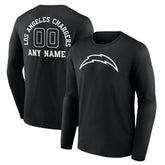 Personalized Name & Number Monochrome Long Sleeve T-Shirt - Los Angeles Chargers